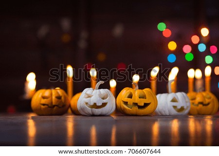 Halloween pumpkin on bokeh