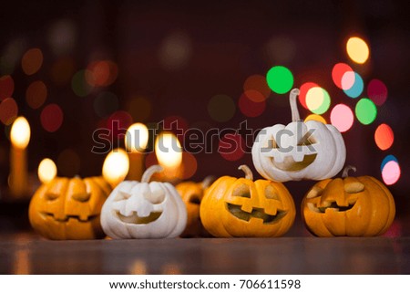 Halloween pumpkin on bokeh