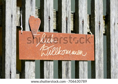 Sign on the fence close up photo