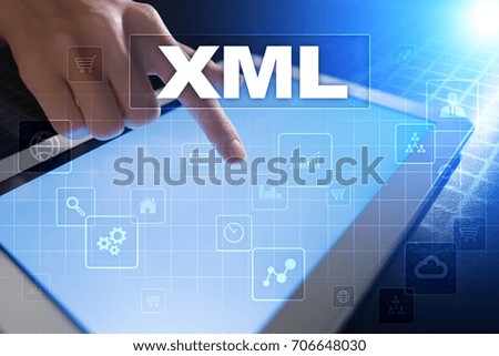 XML. Web development. Internet and technology concept.