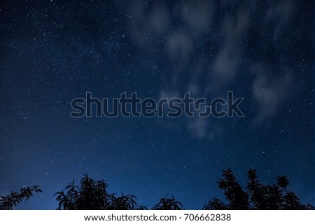 Beautiful background of the stars in the night sky. Real photo