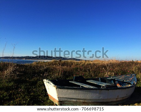 Abandoned boat near the beach