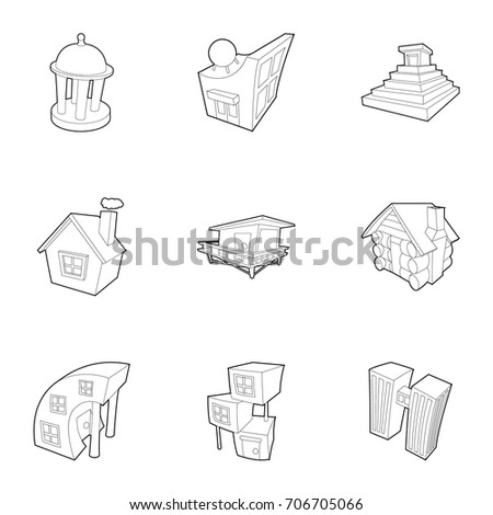 Big city icons set. Outline set of 9 big city vector icons for web isolated on white background