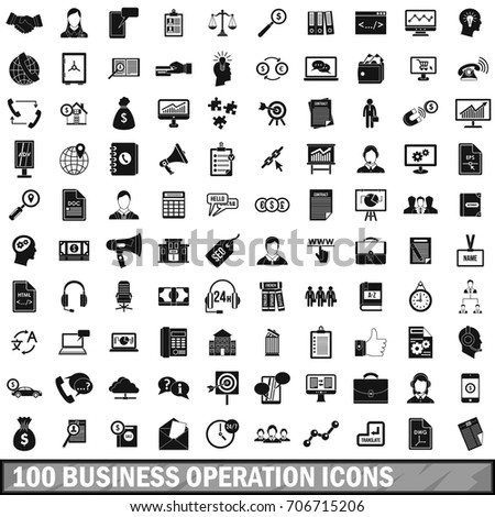 100 business operation icons set in simple style for any design vector illustration