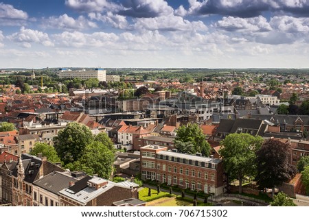 Aerial view of Leuven, Province of Flemish Brabant, Flanders, Belgium
