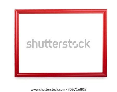 Wooden red photo frame. Isolated on white background