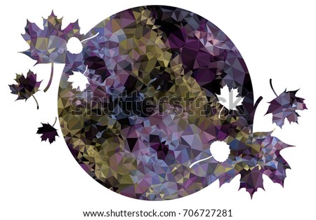 Round mosaic background with maple leaves silhouettes. Raster clip art.