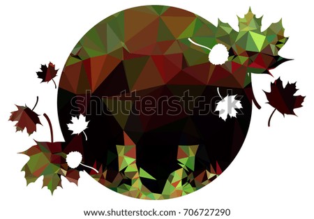 Round mosaic background with maple leaves silhouettes. Raster clip art.