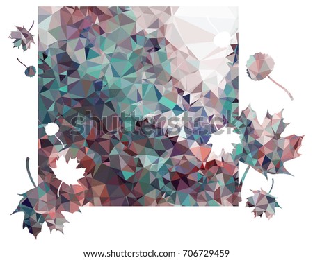 Square mosaic background with maple leaves silhouettes. Raster clip art.