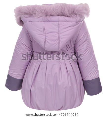 Children's winter jacket isolated on white background, clothes for kids