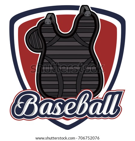 Isolated baseball emblem with protective uniform, Vector illustration