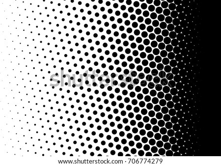 Halftone fade gradient background. Black and white comic backdrop. Monochrome points vector. Royalty-Free Stock Photo #706774279