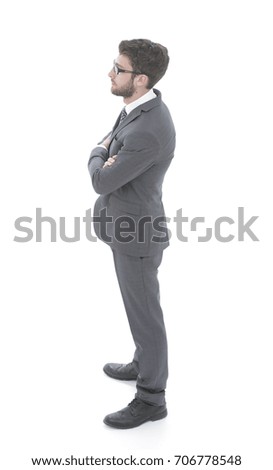 successful businessman looking forward. side view