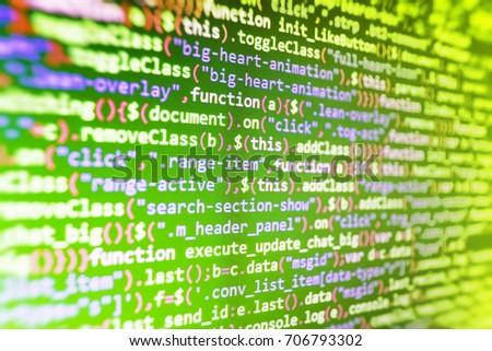 CSS, JavaScript and HTML usage. Digital technology on display. SEO concepts for better SERP. SEO optimization. Website HTML Code on the Laptop Display Closeup Photo. Software abstract background. 
