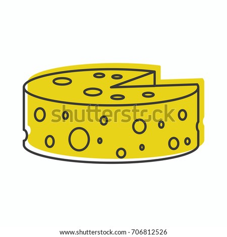 Cheese icon in doodle style vector illustration for design and web isolated on white background. Cheese vector object for labels and advertising