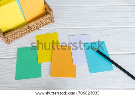 Note board set on white wooden floor