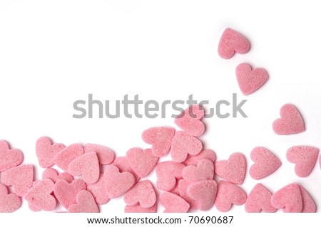 Pink hearts with white background