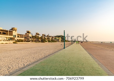 Jumeira Beach in Dubai, United Arab Emirates. Royalty-Free Stock Photo #706923799