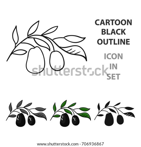 Italian olives from Italy icon in cartoon style isolated on white background. Italy country symbol stock vector illustration.