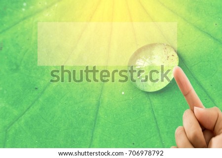 The man's hand on leaf background.	
