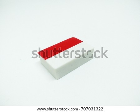 Indonesia flag designed and printed on eraser with isolated white background.