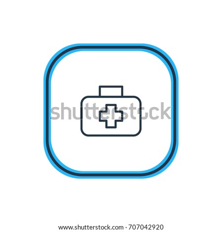 Vector Illustration Of First Aid Box Outline. Beautiful Emergency Element Also Can Be Used As Medical Case Element.