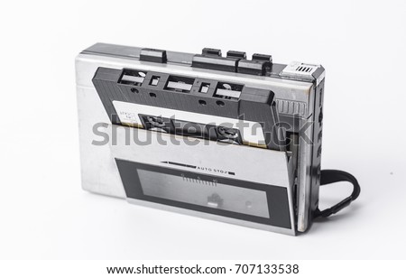 Cassette tape player White background Royalty-Free Stock Photo #707133538