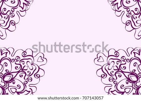 Template for invitation card. Mandala Ornament Pattern. Vintage Decorative Elements. Hand Drawn Background. Purple Color