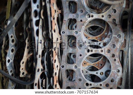 Old Gaskets for the engine block of the car