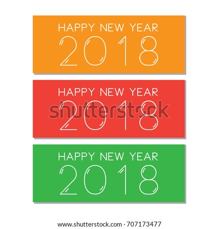 Simple rectangle Happy New Year 2018 vector illustration.