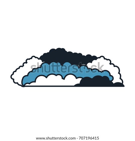 cloud cumulus in color blue sections silhouette vector illustration