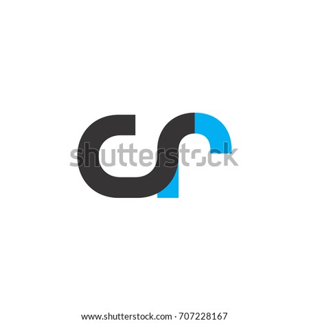 Initial Letter CR Linked Circle Lowercase Logo Black Blue Icon Design Template Element