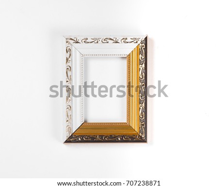 ornate, elegant, golden blank frame on a white background