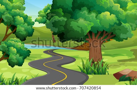 Road to the countryside illustration