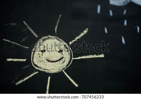 chalk drawing on blackboard background selective focus macro