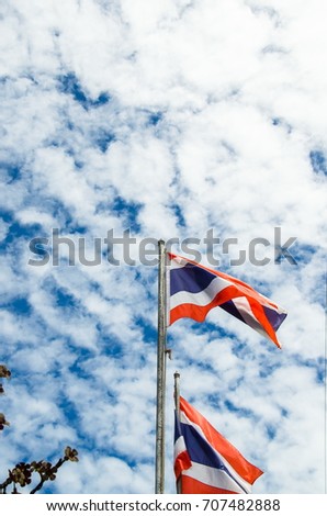The Wind waving the history of thailand humanity under the right sky.