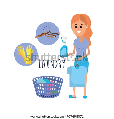 laundry equipment and woman doing a domestic job