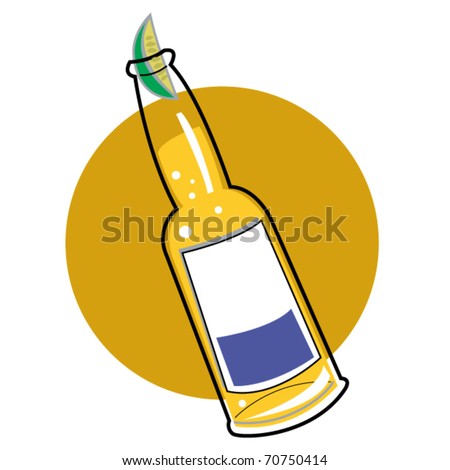 Beer bottle with a slice of lime clip art in vector format.