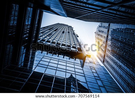 look up to the sky with skyscrapers