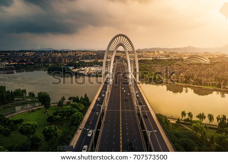 The bridge with city