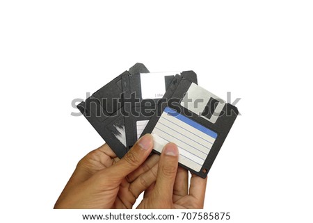 3.5" Floppy disk magnetic isolated on white background. 90s technology.
