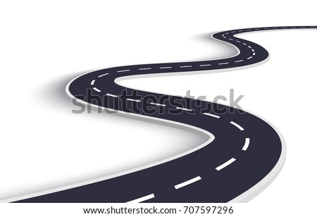 3D Winding Road on a White Isolated Background. Road way location infographic template. Vector EPS 10 Royalty-Free Stock Photo #707597296
