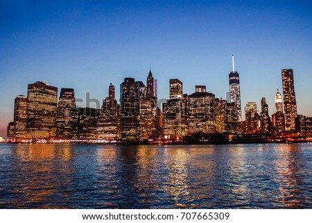 US New York Manhattan Skyline Night View
