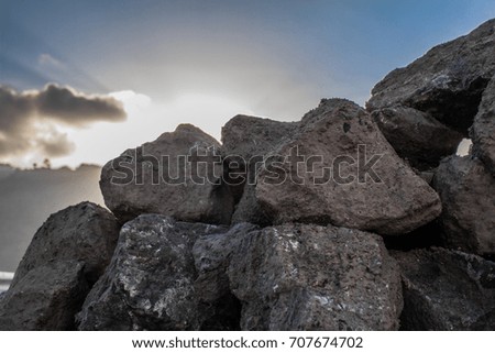 Many of the stones with sunrise