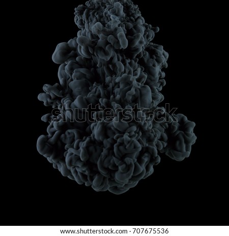 The cloud of black paint in the dark water.