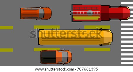 Top view of a street with some cars, Vector illustration