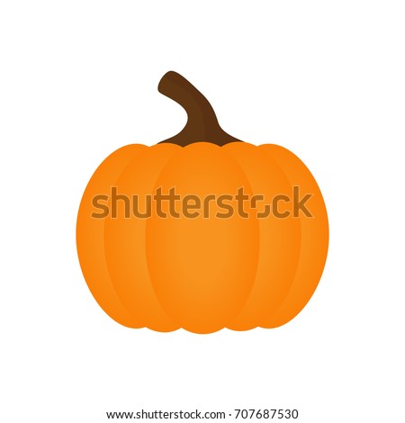 Orange pumpkin vector illustration. Autumn halloween pumpkin, vegetable graphic icon or print, isolated on white background.  Royalty-Free Stock Photo #707687530