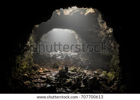 Raufarholshellir lava cave, South Iceland Royalty-Free Stock Photo #707700613