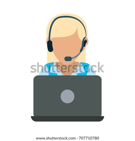 woman call center  vector illustration