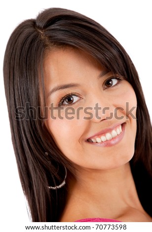 Beautiful girl smiling ? isolated over a white background
